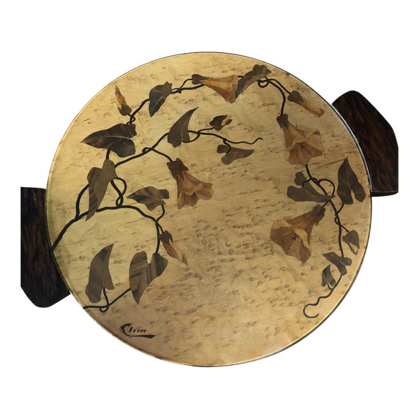 Plateau rond en marqueterie