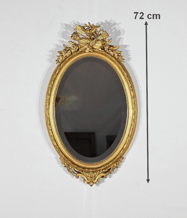 Miroir Ovale en Bois Doré, style Louis XVI – 2ème partie XIXe