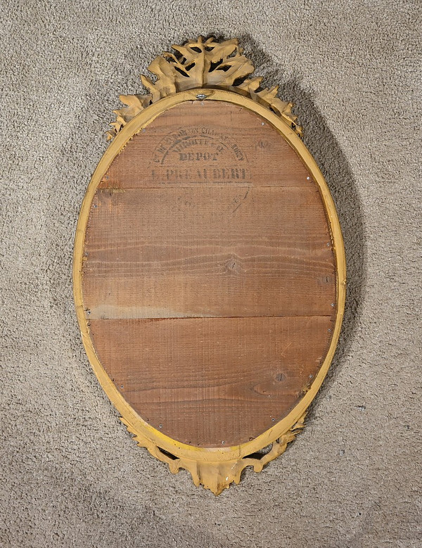 Miroir Ovale en Bois Doré, style Louis XVI – 2ème partie XIXe