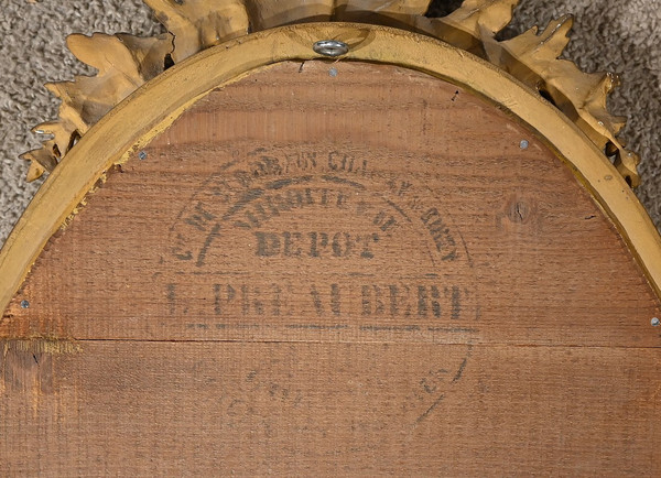 Miroir Ovale en Bois Doré, style Louis XVI – 2ème partie XIXe