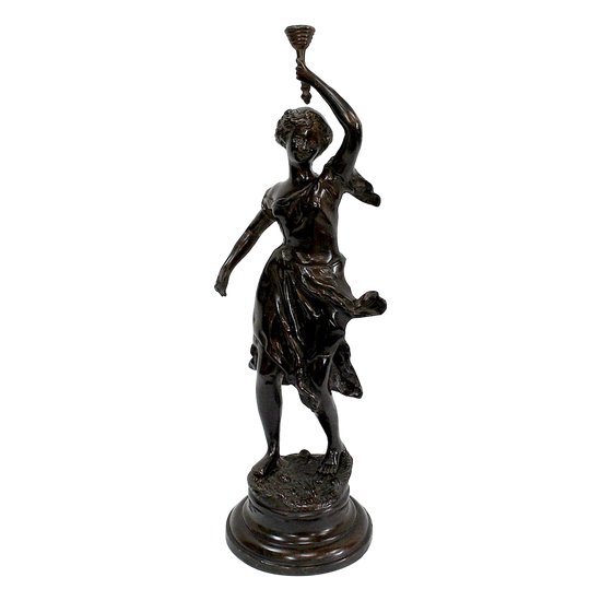 Bronze 'Woman with a Torch' signed V. Rousseau - Late 19th century