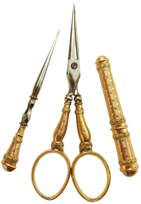 Nécessaire De Couture En Or Deux Couleurs Napoléon III Coffret Ivoire