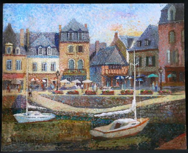 FRAN-BARO, Animated view of the Port of Auray in Morbihan (Brittany)