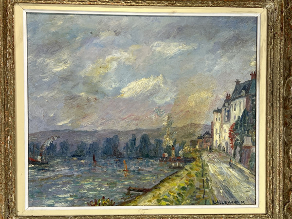 TABLEAU / HUILE SUR PANNEAU REPRESENTANT UN PAYSAGE SIGNÉE " M. LALLEMAND "