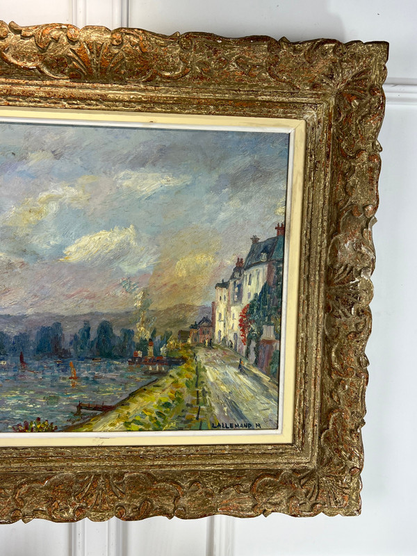 TABLEAU / HUILE SUR PANNEAU REPRESENTANT UN PAYSAGE SIGNÉE " M. LALLEMAND "