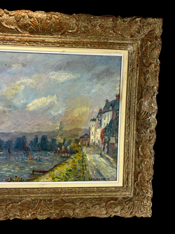 TABLEAU / HUILE SUR PANNEAU REPRESENTANT UN PAYSAGE SIGNÉE " M. LALLEMAND "