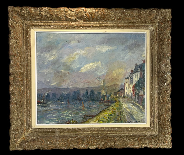 TABLEAU / HUILE SUR PANNEAU REPRESENTANT UN PAYSAGE SIGNÉE " M. LALLEMAND "