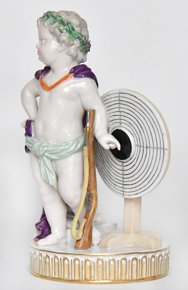Meissen porcelain statuette of a hunting Putti, Model G54