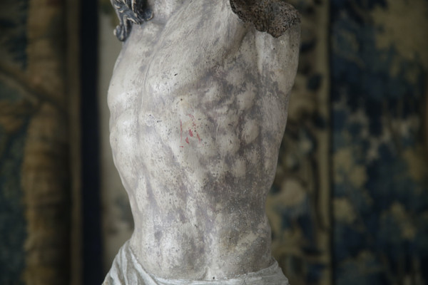 Large Polychrome Wood Carved Christ, Late 17th Century.