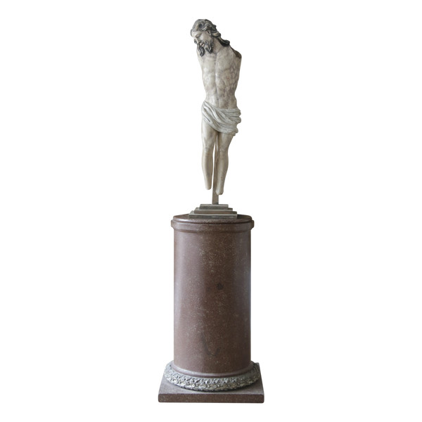 Large Polychrome Wood Carved Christ, Late 17th Century.