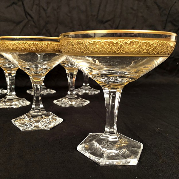 Moser à Carlsbad (Tchécoslovaquie) série de onze coupes à champagne en cristal
