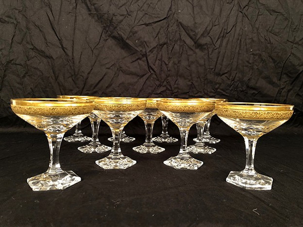 Moser à Carlsbad (Tchécoslovaquie) série de onze coupes à champagne en cristal