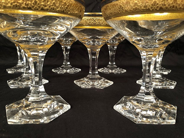 Moser à Carlsbad (Tchécoslovaquie) série de onze coupes à champagne en cristal
