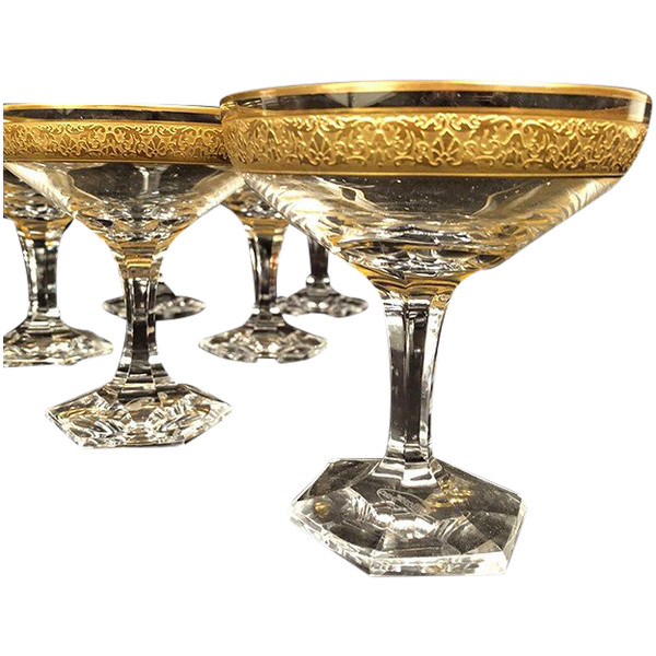 Moser in Carlsbad (Czechoslovakia) series of eleven crystal champagne glasses