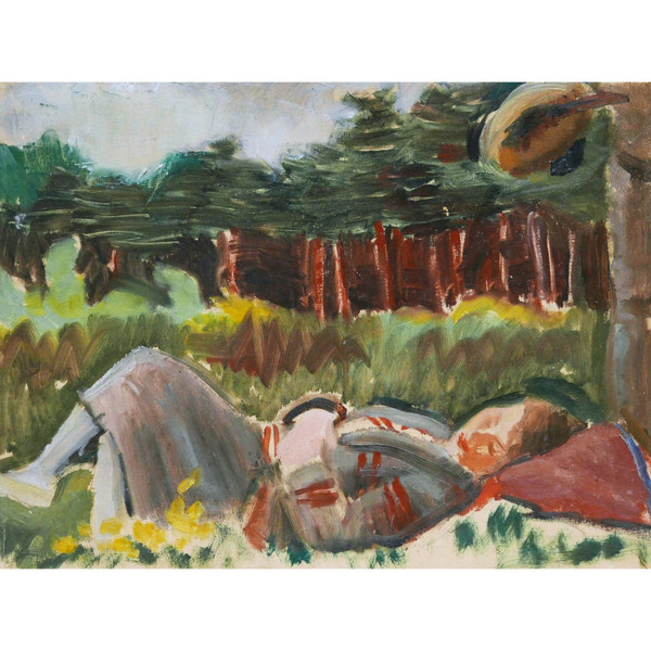 Eugène-Emmanuel LEMERCIER, Sleeping woman on the edge of a forest