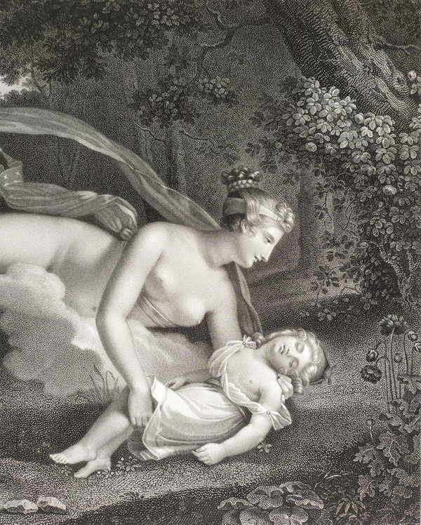 Gravure Mythologique Néo-classique Vénus & Ascagne Après Charles-Pompée Le Boulanger de Boisfrémont