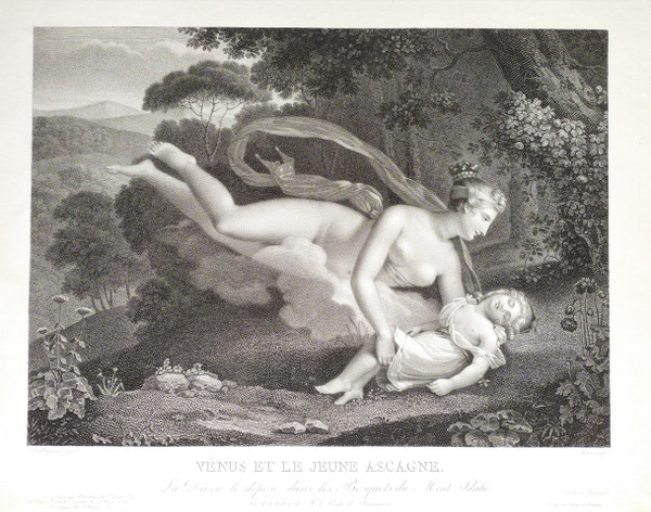 Gravure Mythologique Néo-classique Vénus & Ascagne Après Charles-Pompée Le Boulanger de Boisfrémont