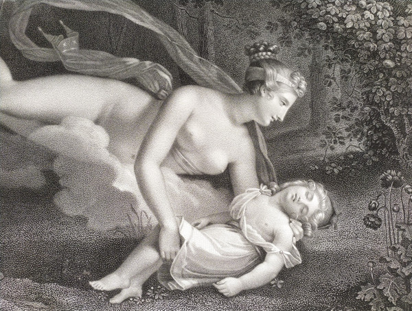 Gravure Mythologique Néo-classique Vénus & Ascagne Après Charles-Pompée Le Boulanger de Boisfrémont