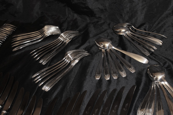 127-piece silver-plated household set from Félix frères in Toulouse, Art Deco style