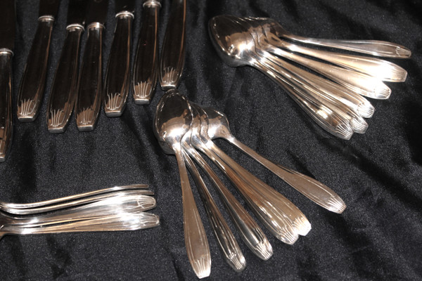 127-piece silver-plated household set from Félix frères in Toulouse, Art Deco style