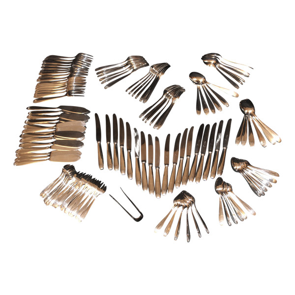 127-piece silver-plated household set from Félix frères in Toulouse, Art Deco style
