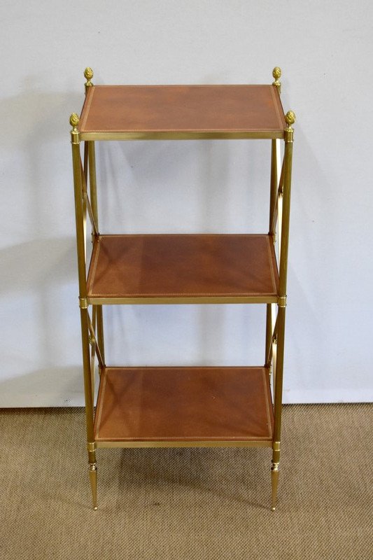  Scaffale piccolo con 3 vassoi in ottone, Maison Jansen - anni '70