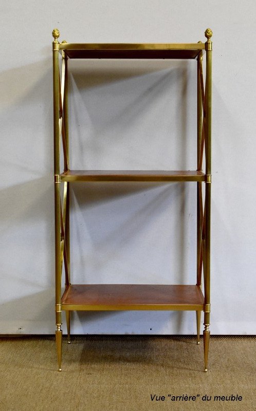  Scaffale piccolo con 3 vassoi in ottone, Maison Jansen - anni '70
