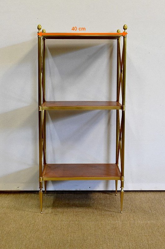  Scaffale piccolo con 3 vassoi in ottone, Maison Jansen - anni '70
