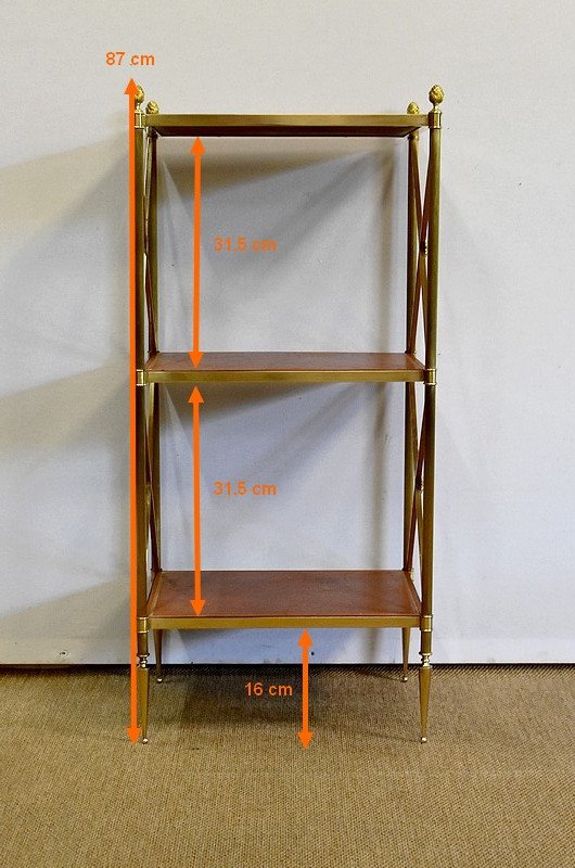  Scaffale piccolo con 3 vassoi in ottone, Maison Jansen - anni '70