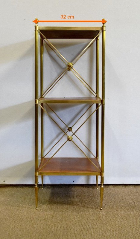  Scaffale piccolo con 3 vassoi in ottone, Maison Jansen - anni '70