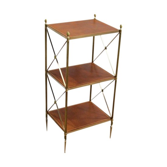  Scaffale piccolo con 3 vassoi in ottone, Maison Jansen - anni '70