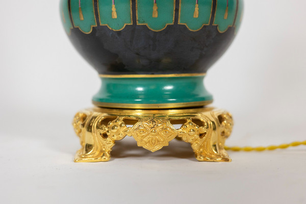 Pair of Paris porcelain and gilt bronze lamps. Circa 1850.