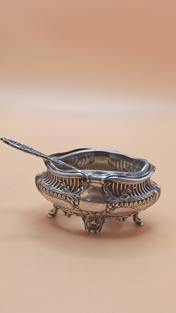 4 solid silver and crystal salad bowls