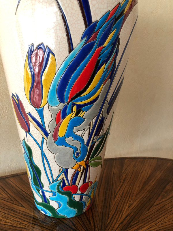 Vase in Longwy earthenware