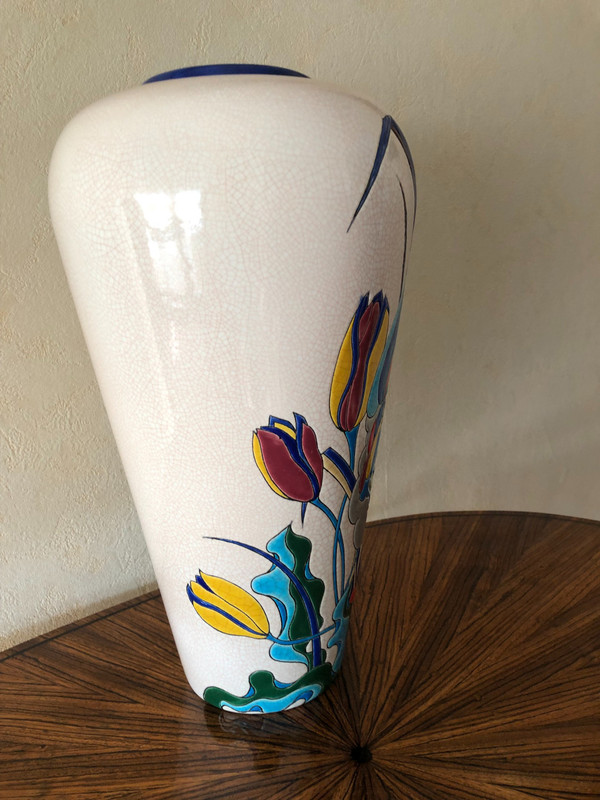 Vase in Longwy earthenware
