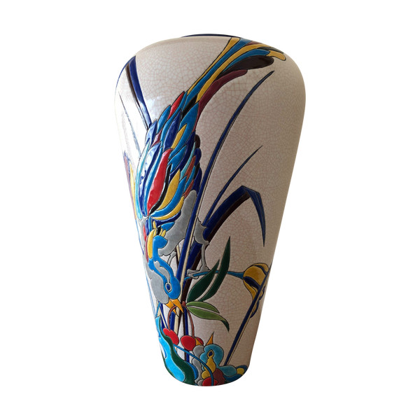 Vase in Longwy earthenware