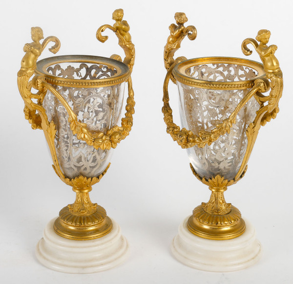 Bel ensemble en bronze doré et argent massif Prosper Roussel 