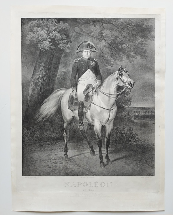 Napoleon Bonaparte zu Pferd Engelmann Lithographie nach Vernet aus dem Jahr 1820