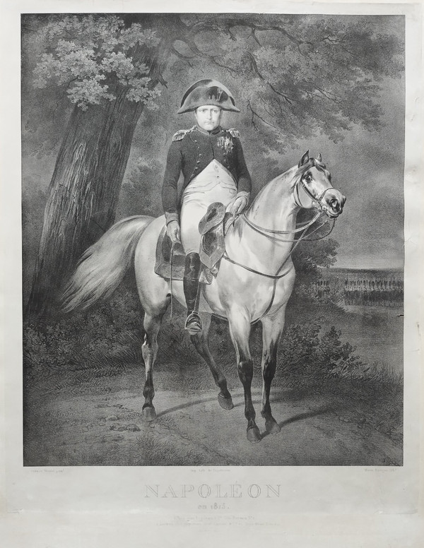 Napoleon Bonaparte zu Pferd Engelmann Lithographie nach Vernet aus dem Jahr 1820