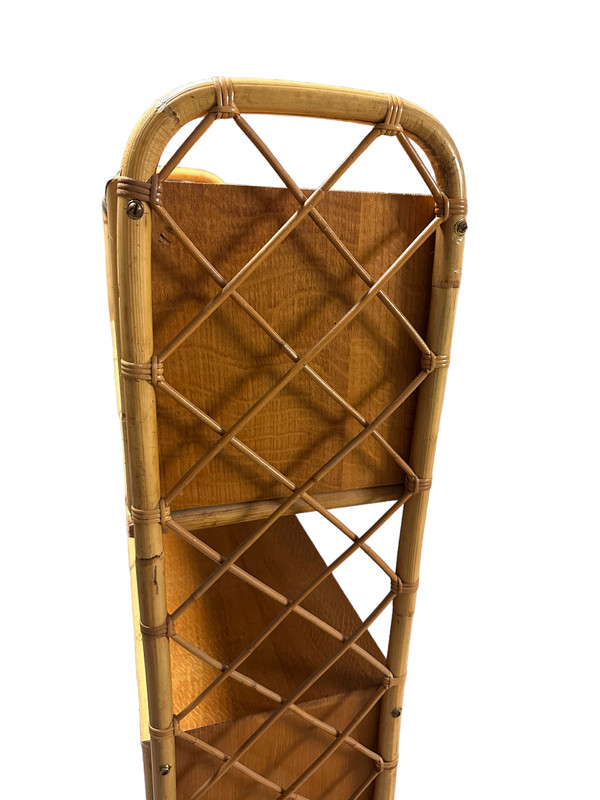 libreria vintage in rattan