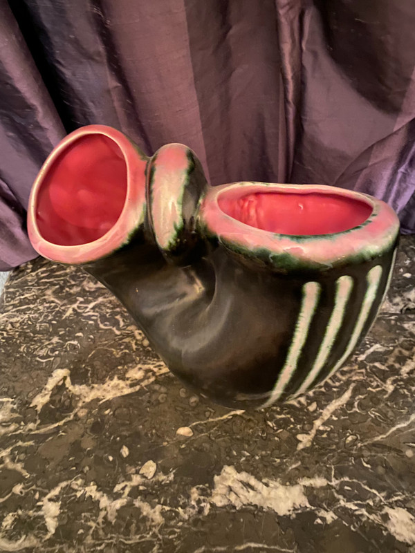 Two large "50s" vases with double necks by Ateliers Revernay in ceramic quality pieces