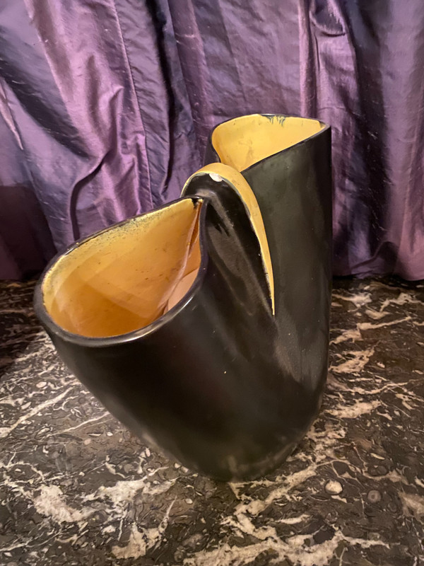 Two large "50s" vases with double necks by Ateliers Revernay in ceramic quality pieces
