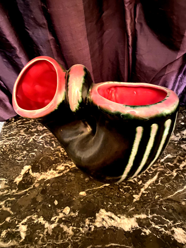 Two large "50s" vases with double necks by Ateliers Revernay in ceramic quality pieces