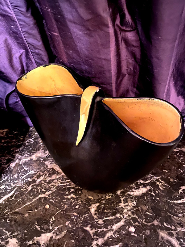 Two large "50s" vases with double necks by Ateliers Revernay in ceramic quality pieces