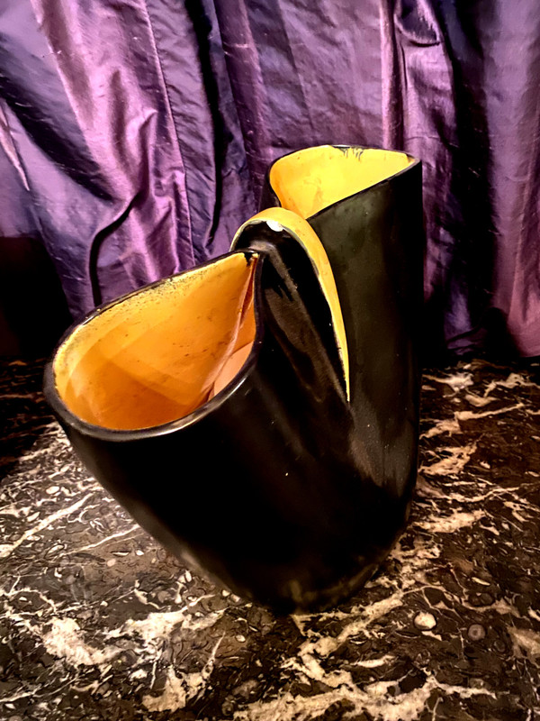 Two large "50s" vases with double necks by Ateliers Revernay in ceramic quality pieces