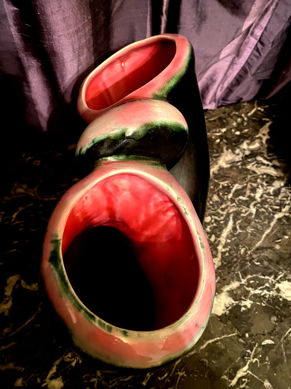 Two large "50s" vases with double necks by Ateliers Revernay in ceramic quality pieces
