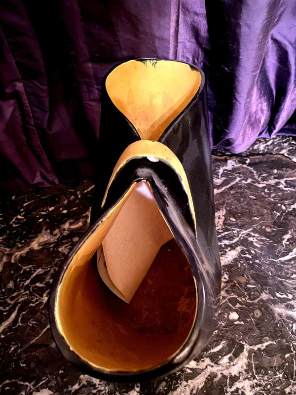 Two large "50s" vases with double necks by Ateliers Revernay in ceramic quality pieces