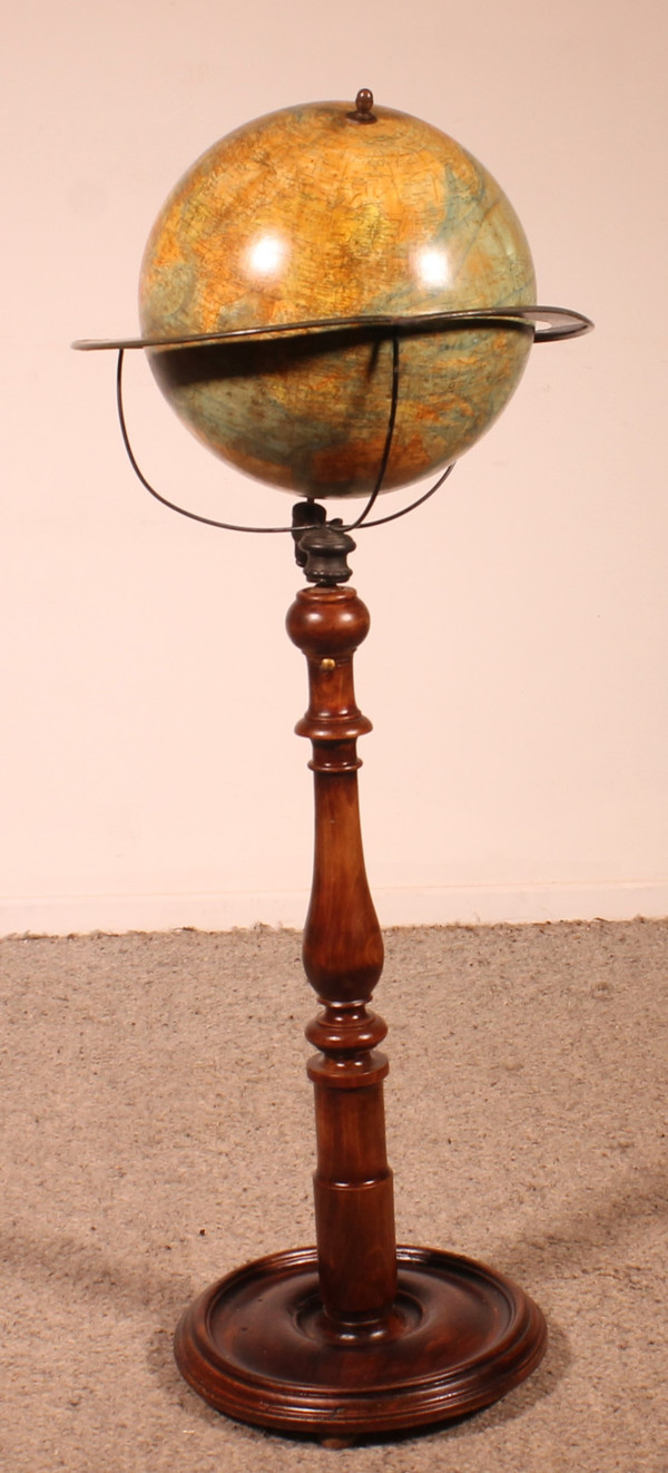 Globe Terrestre De Parquet Ou De Bibliothèque J.forest Paris Du 19° Siècle