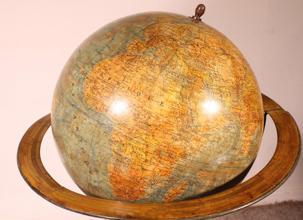 Globe Terrestre De Parquet Ou De Bibliothèque J.forest Paris Du 19° Siècle