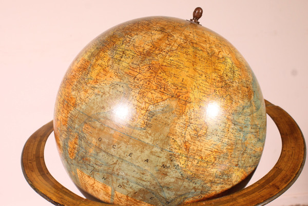 Globe Terrestre De Parquet Ou De Bibliothèque J.forest Paris Du 19° Siècle